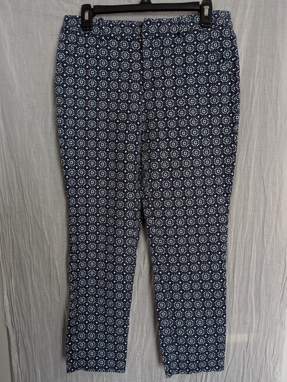 Blue, Green And Black Print Slacks